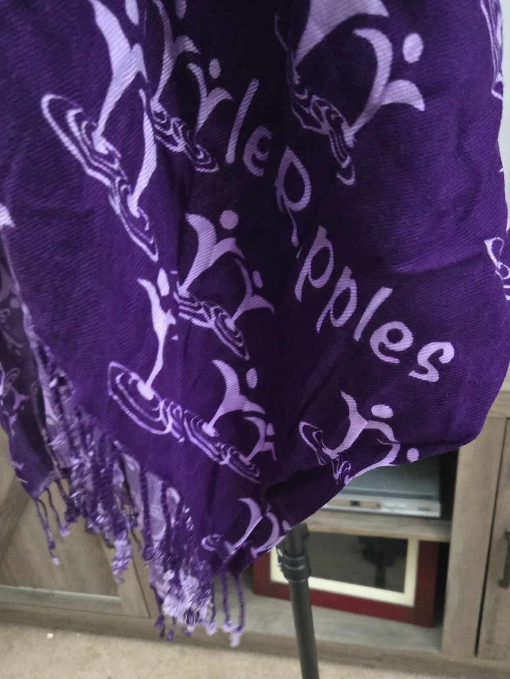 Purple Printed Lightweight Wrap Scarf